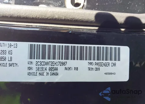 2014 Dodge Charger Police из США, поврежденный, VIN 2C3CDXAT2EH172007